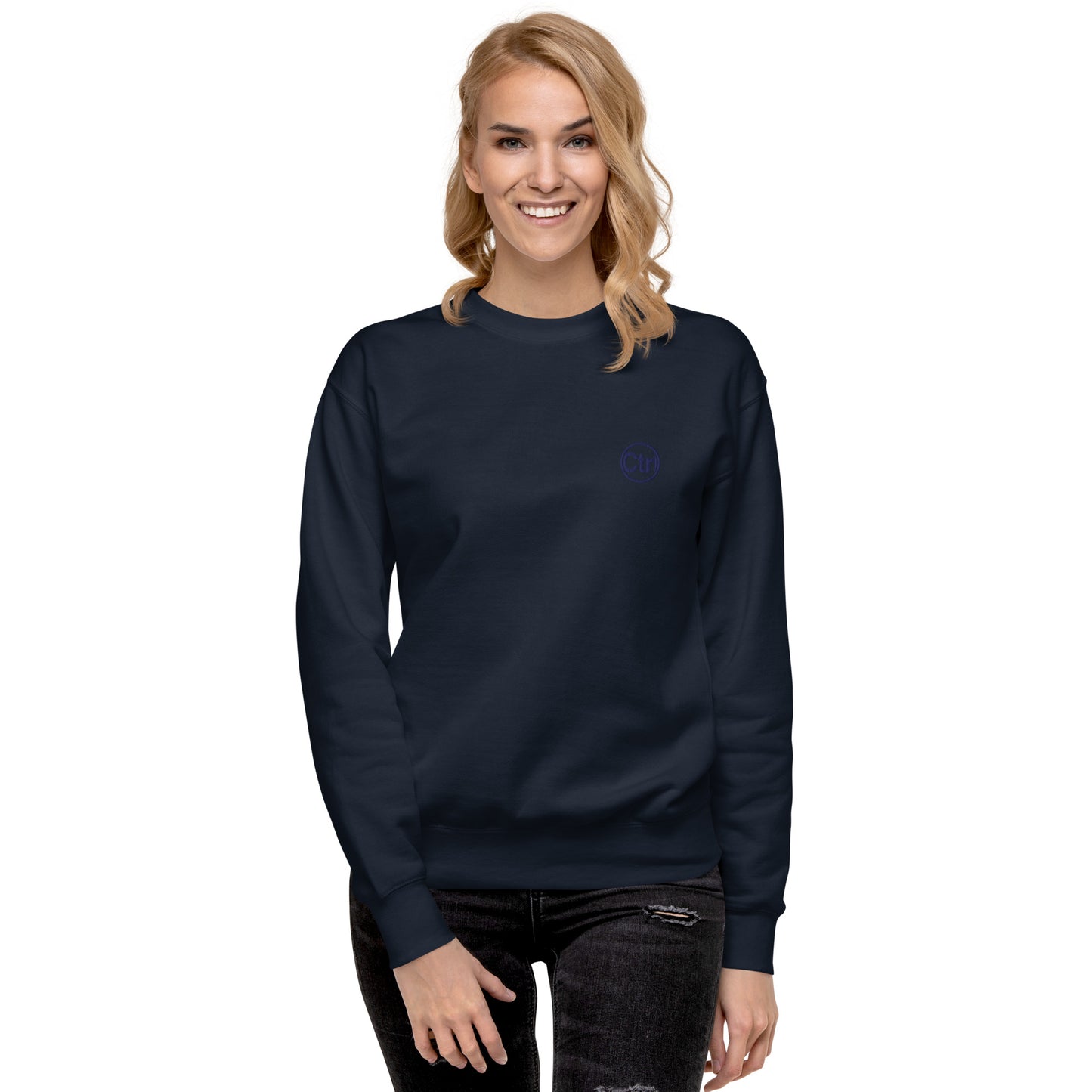 Navy blue unisex Ctrl Padel clean sweatshirt shown from the front