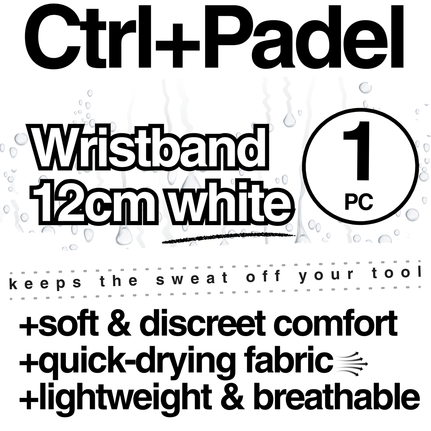 Ctrl+Padel – Wristband – White – 12 cm
