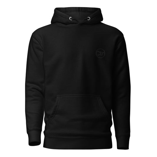 Black unisex Ctrl Padel clean hoodie shown from the front