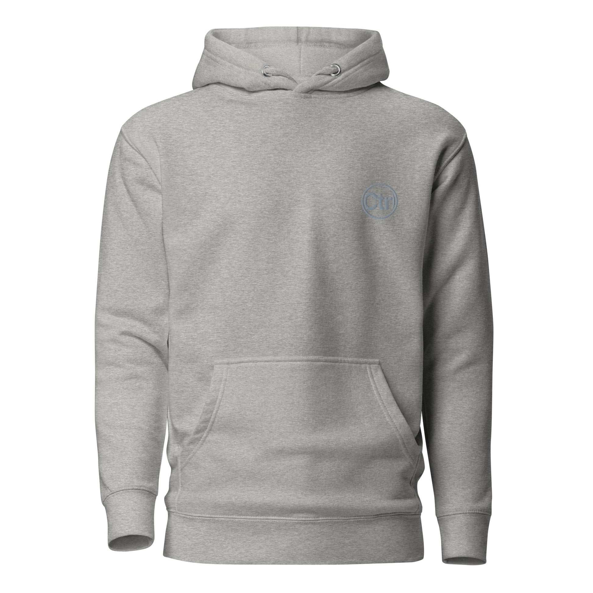 Grey unisex Ctrl Padel clean hoodie shown from the front