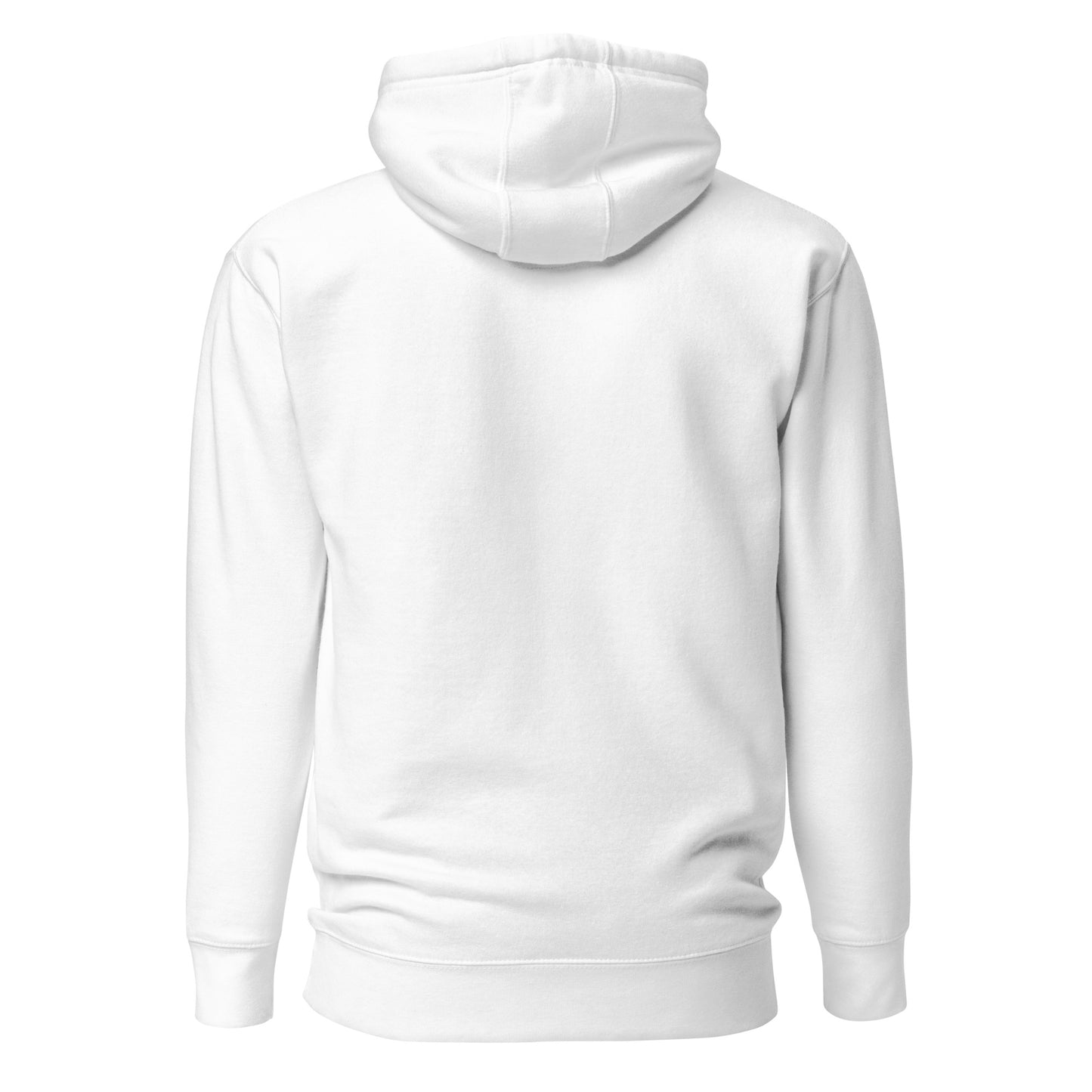 White unisex Ctrl Padel clean hoodie shown from the back