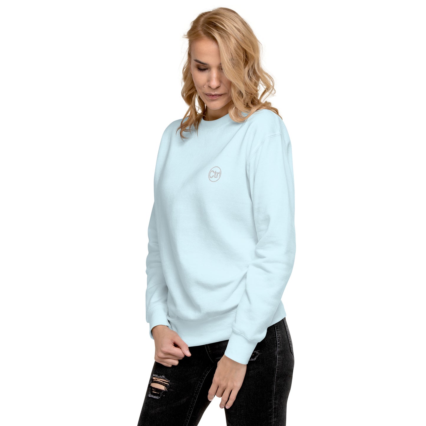 Aqua blue unisex Ctrl Padel clean sweatshirt shown from the front