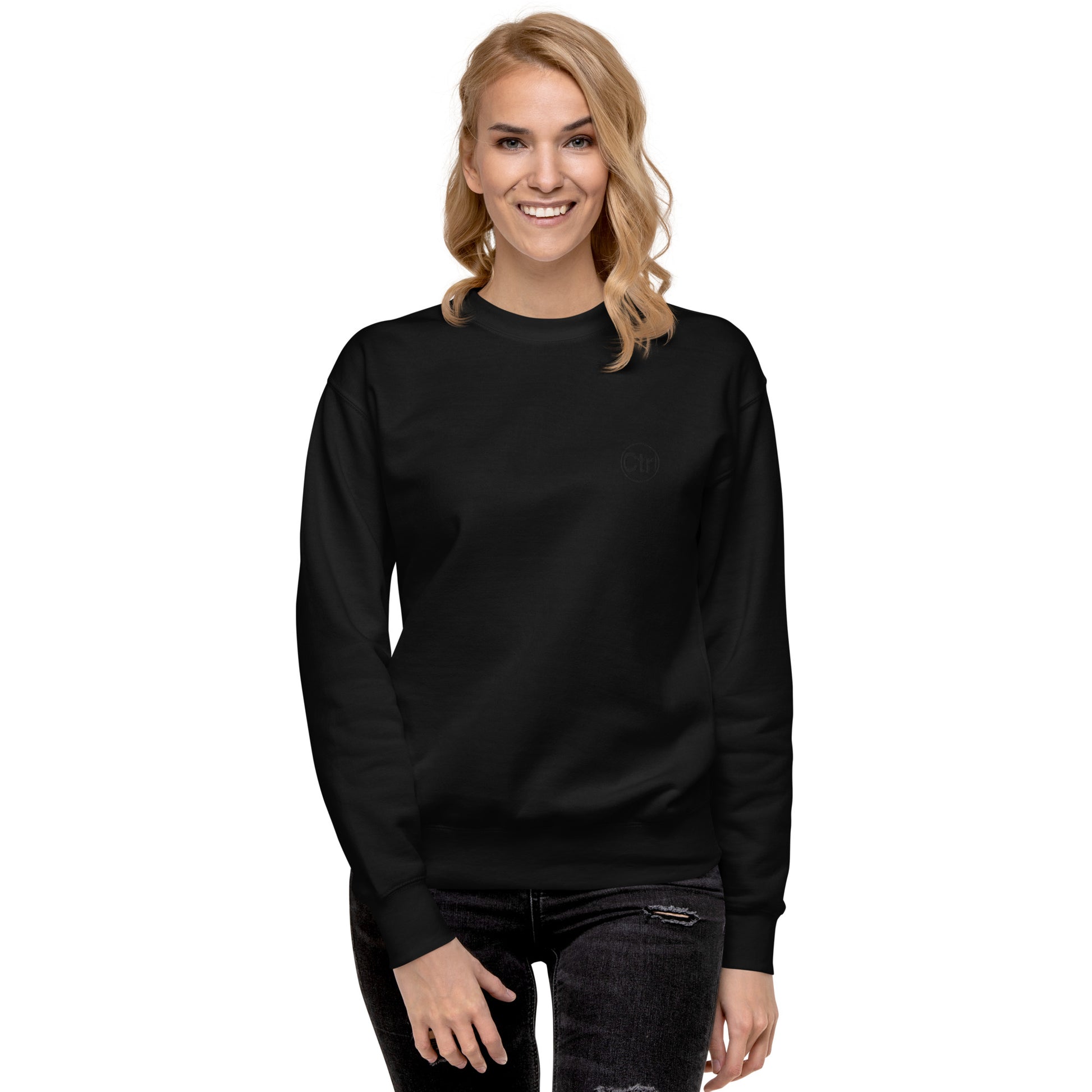 Black unisex Ctrl Padel clean sweatshirt shown from the front