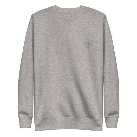 Grey unisex Ctrl Padel clean sweatshirt shown from the front