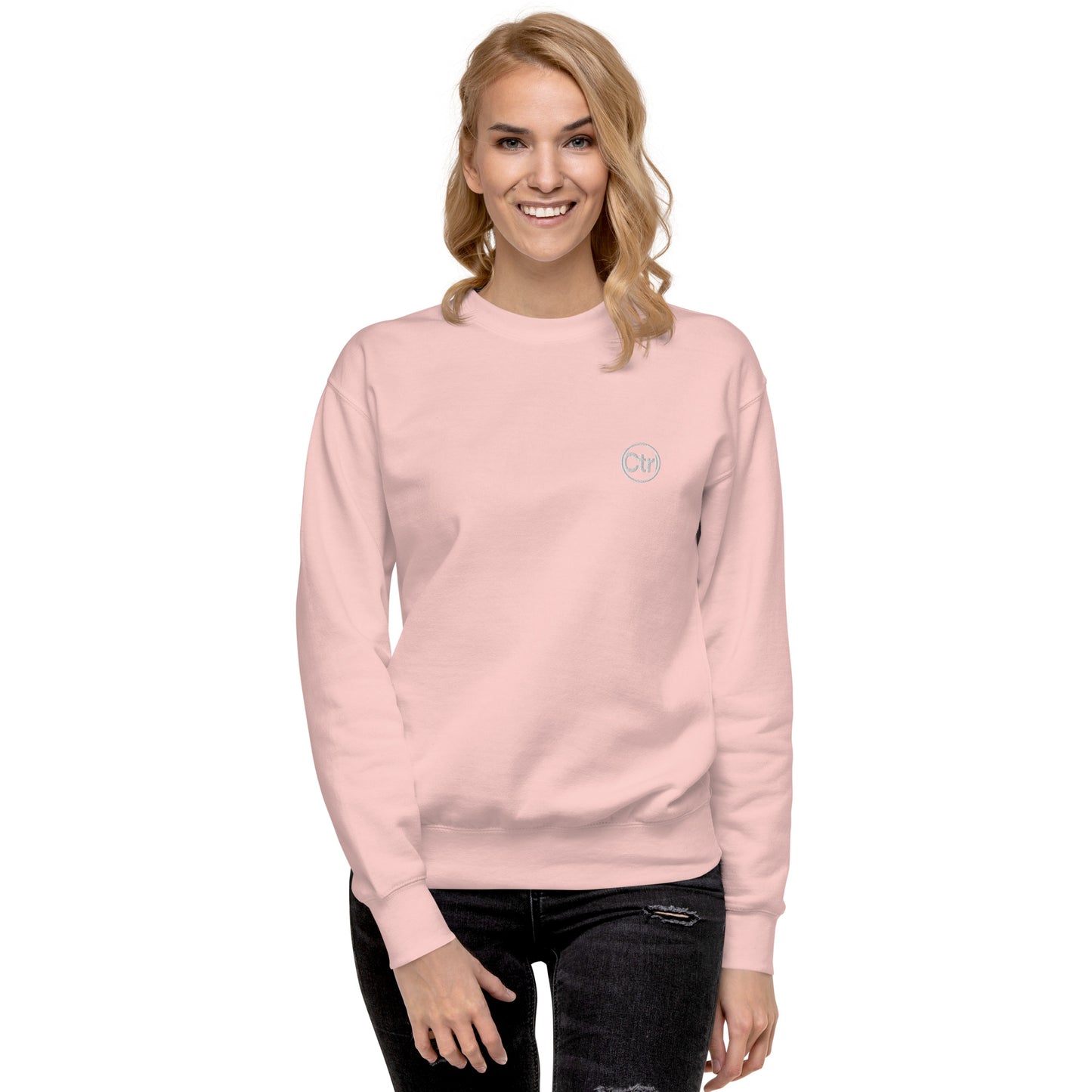 Light pink unisex Ctrl Padel clean sweatshirt shown from the front