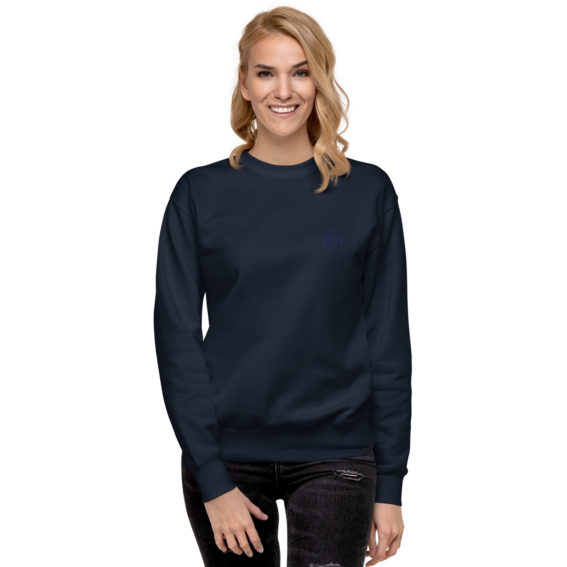 Navy blue unisex Ctrl Padel clean sweatshirt shown from the front