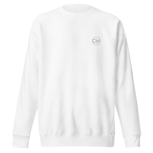 White unisex Ctrl Padel clean sweatshirt shown from the front