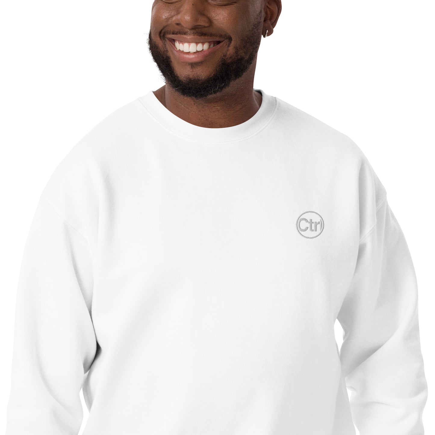 White unisex Ctrl Padel clean sweatshirt shown from the front