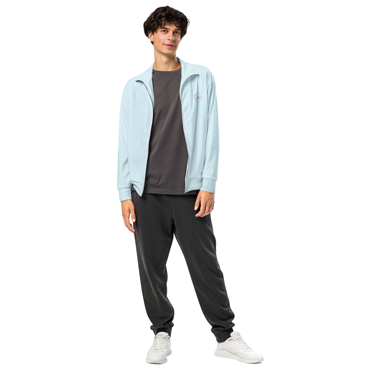 Aqua blue unisex Ctrl Padel elite track jacket shown from the front