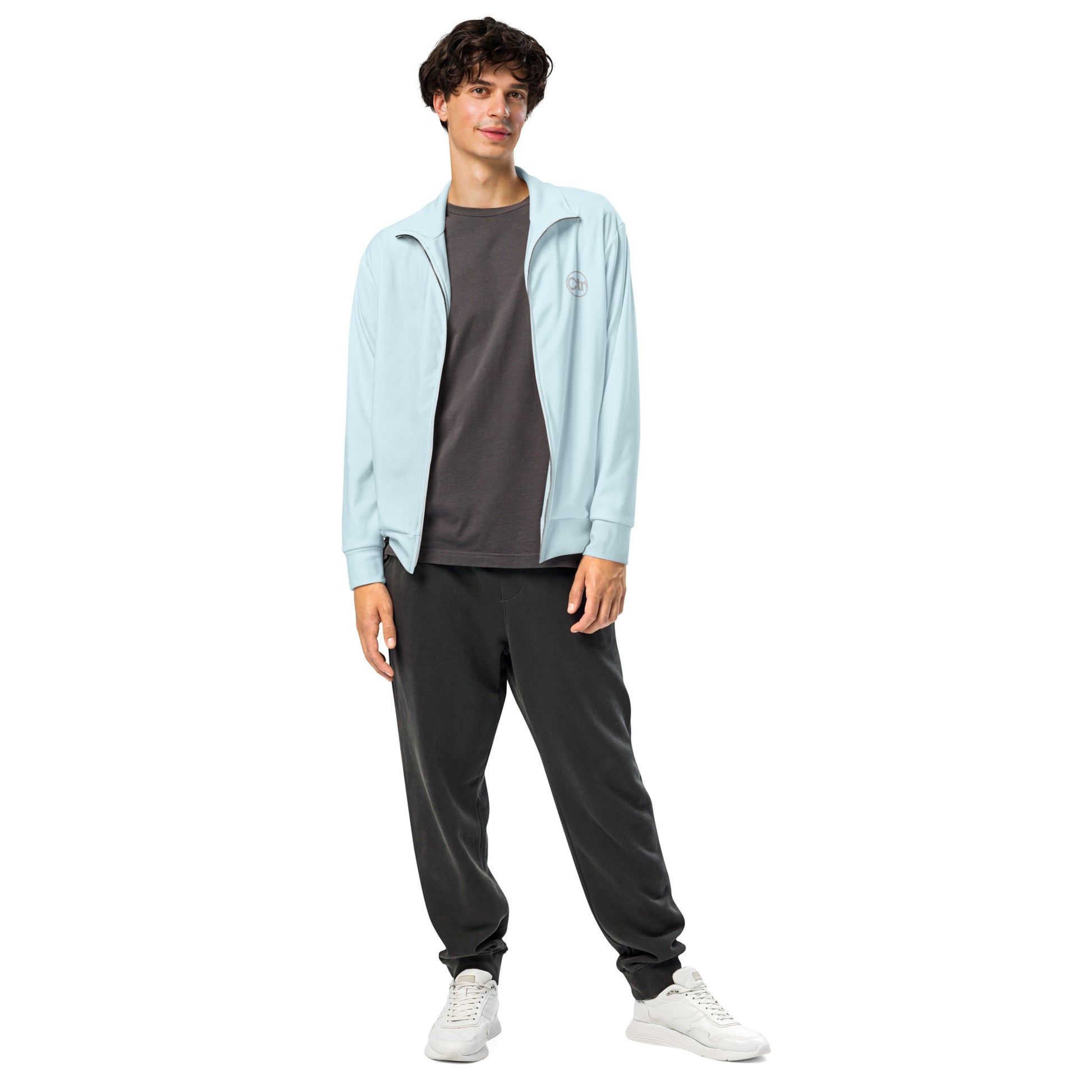 Aqua blue unisex Ctrl Padel elite track jacket shown from the front
