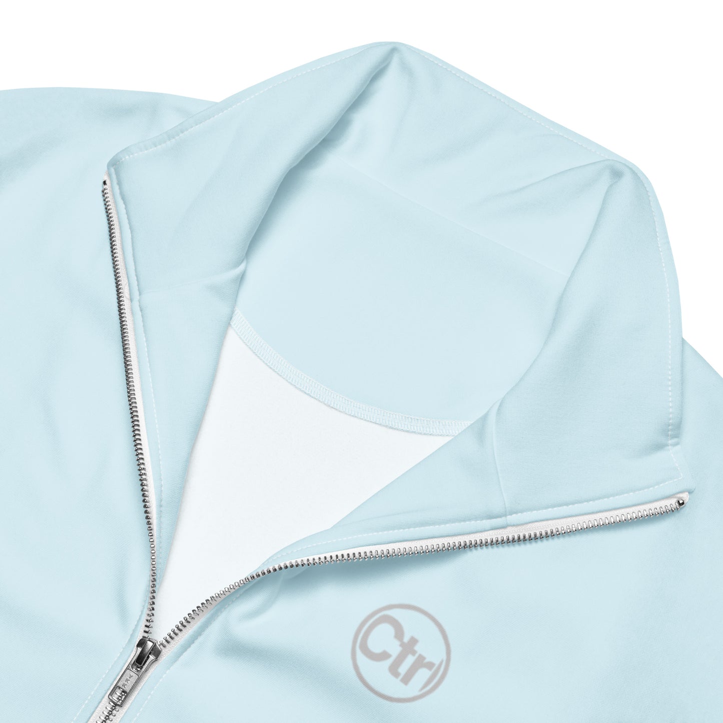 Aqua blue unisex Ctrl Padel elite track jacket showing zipper and logo details
