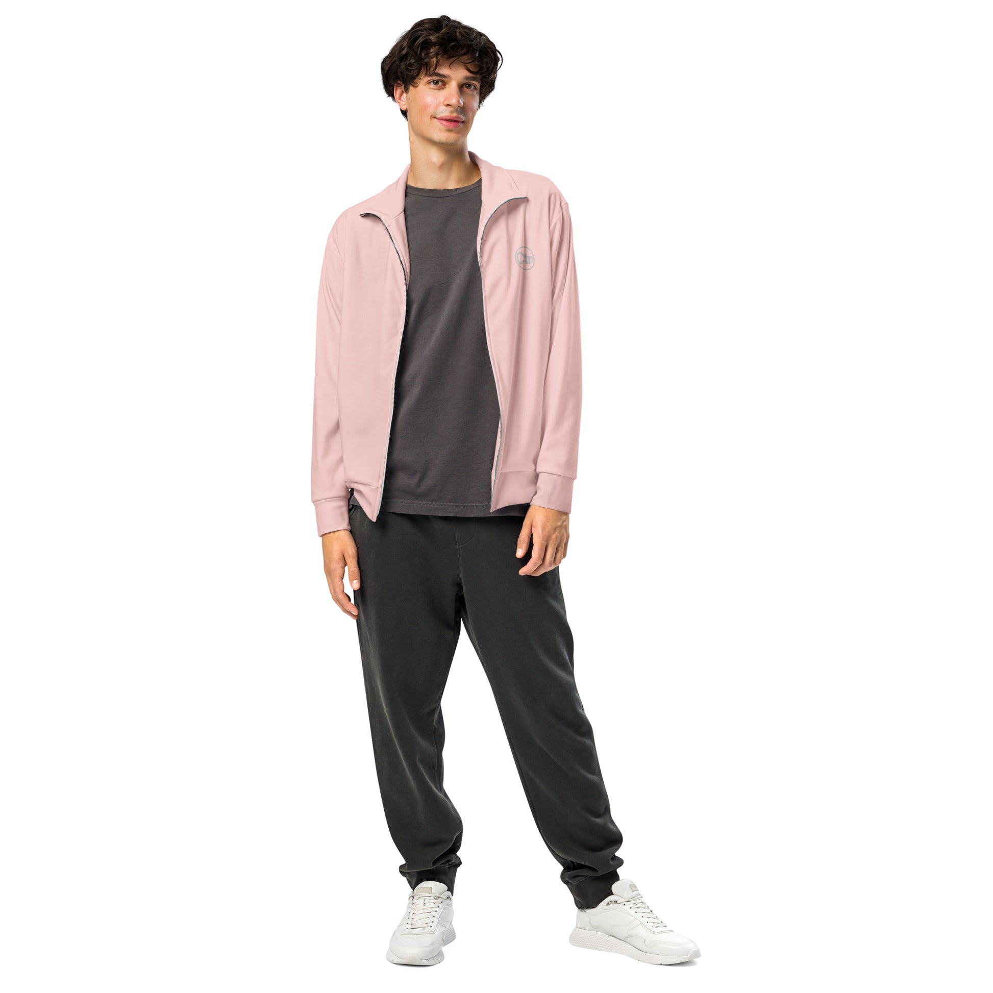 Light pink unisex Ctrl Padel elite track jacket shown from the front