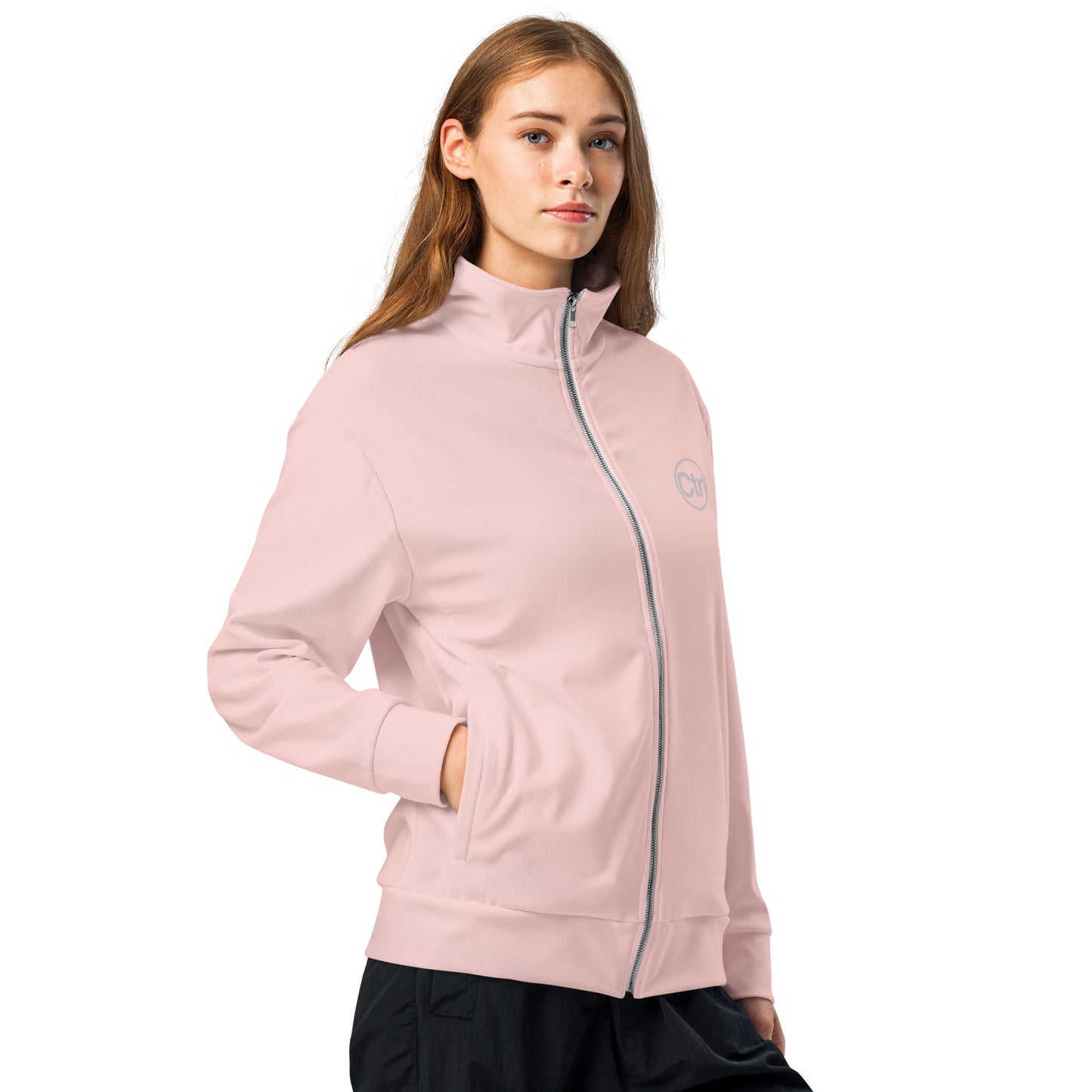 Light pink unisex Ctrl Padel elite track jacket shown from the front right