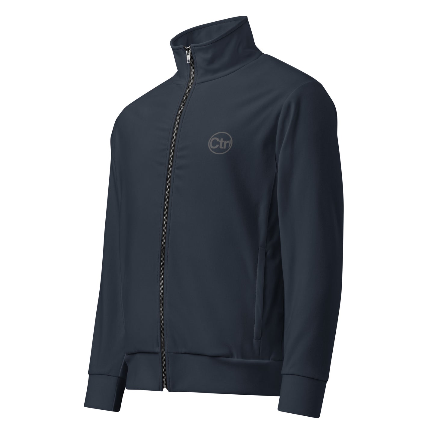 Navy blue unisex Ctrl Padel elite track jacket shown from the front