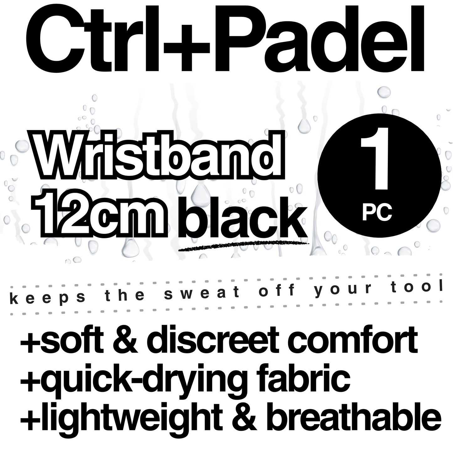 Ctrl+Padel – Wristband – Black – 12 cm