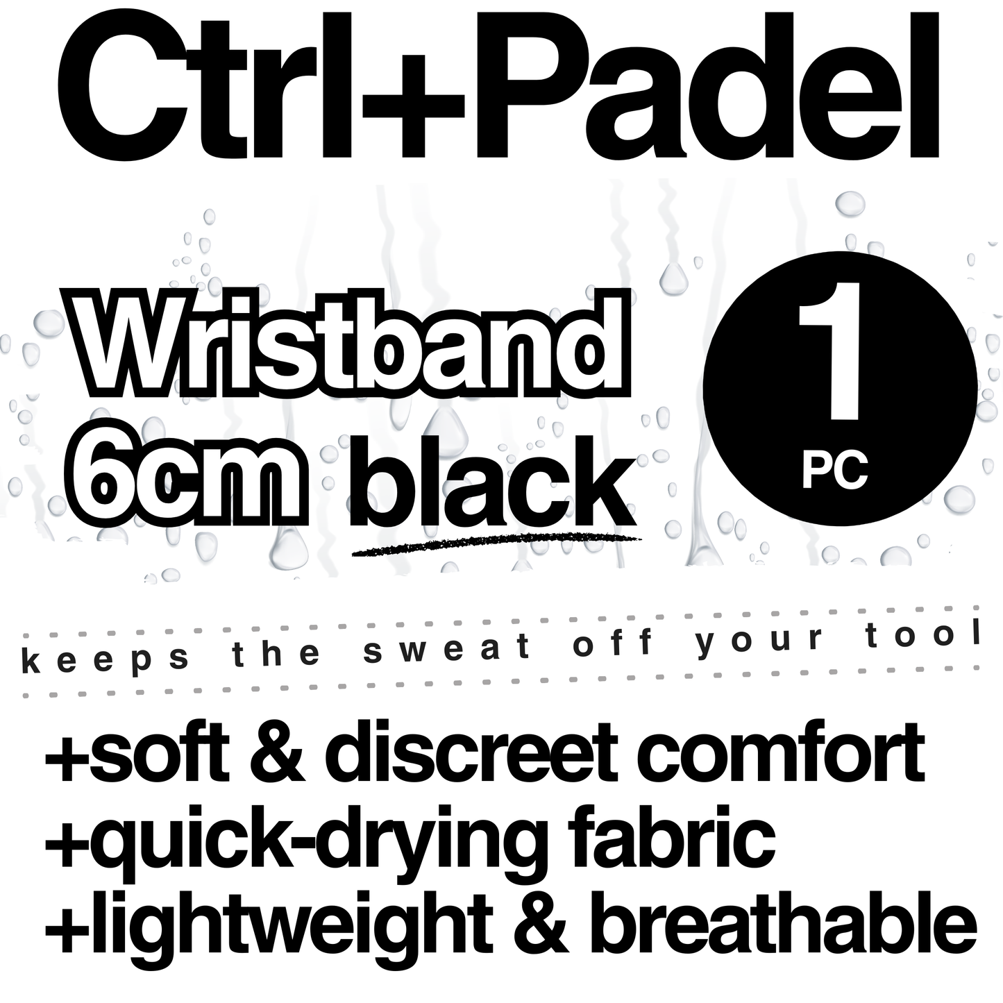 Ctrl+Padel – Wristband – Black – 6 cm