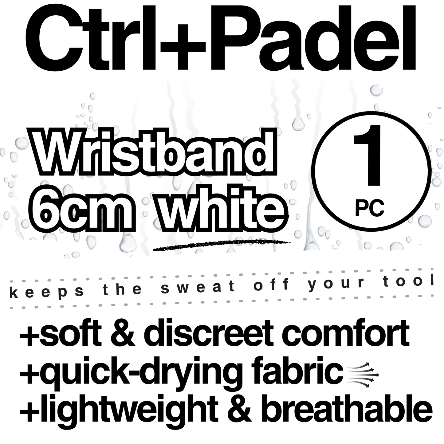 Ctrl+Padel – Wristband – White – 6 cm